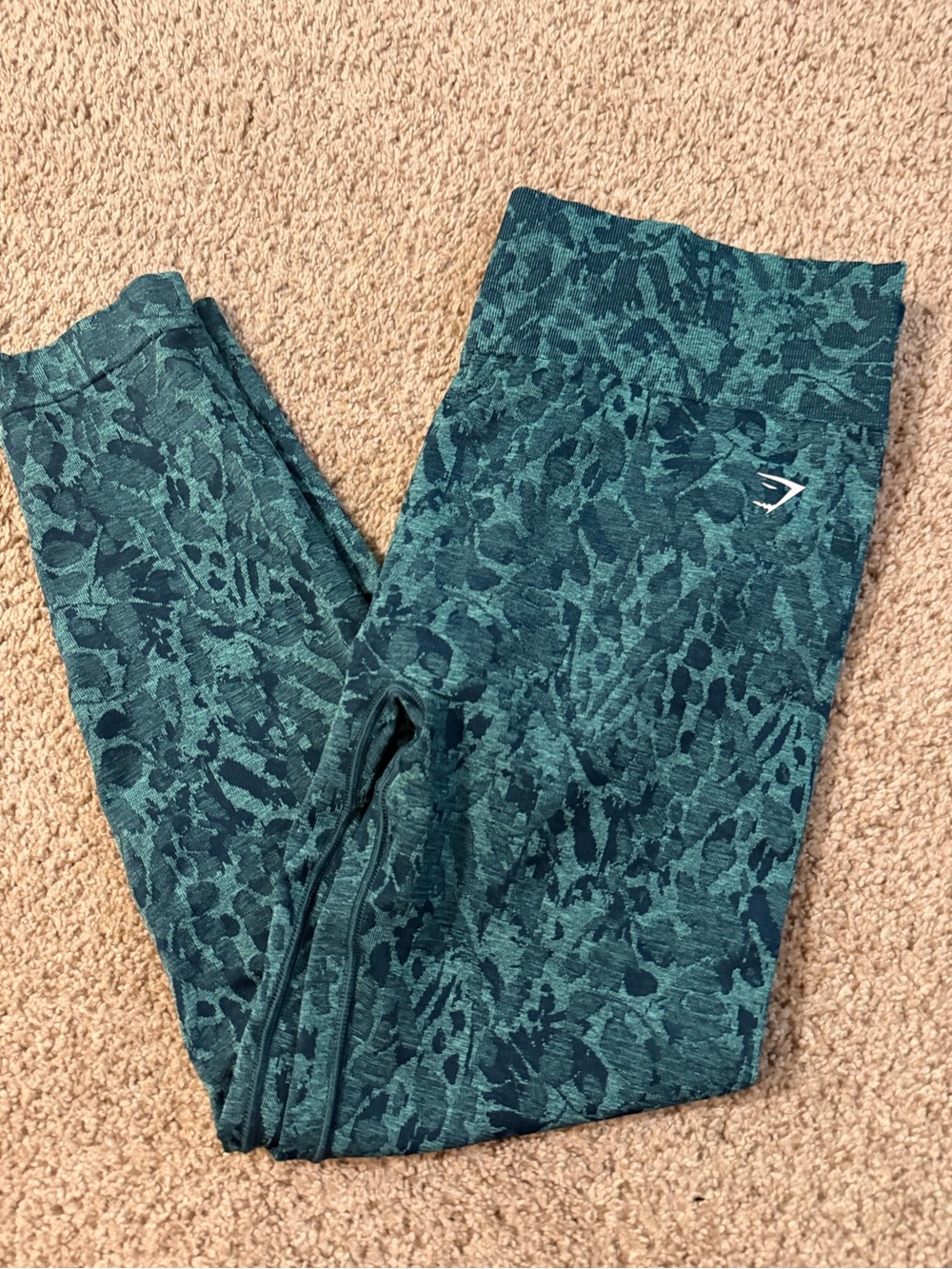 Gymshark Teal Green Animal-Print High-Waist Leggings
